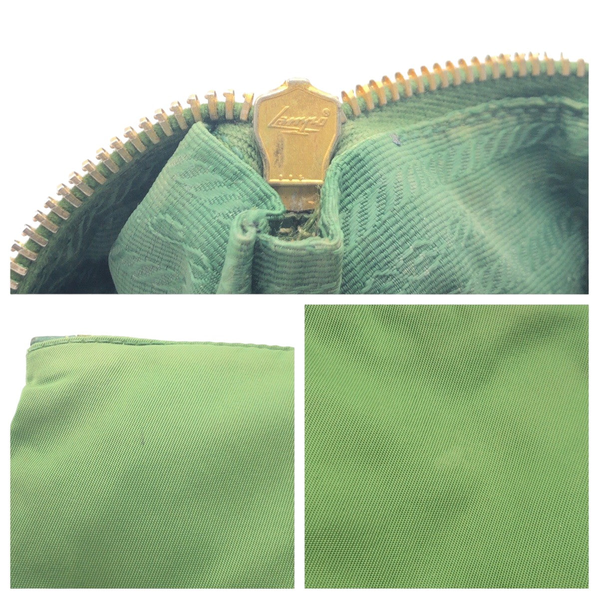 PRADA Tessuto Green Gold Hardware Nylon Pouch for Women