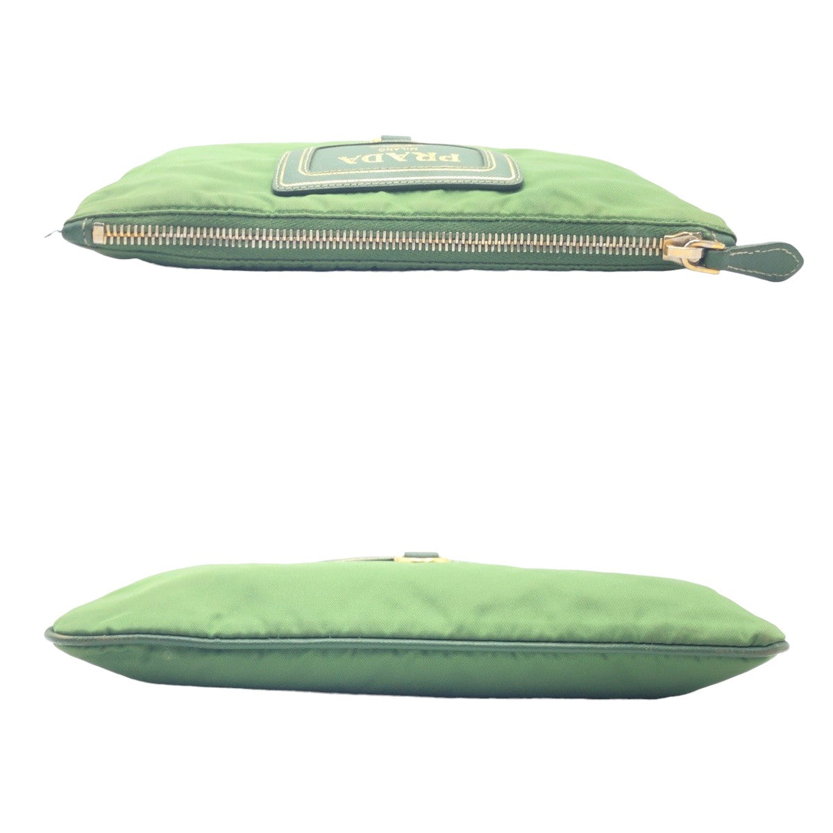 PRADA Tessuto Green Gold Hardware Nylon Pouch for Women
