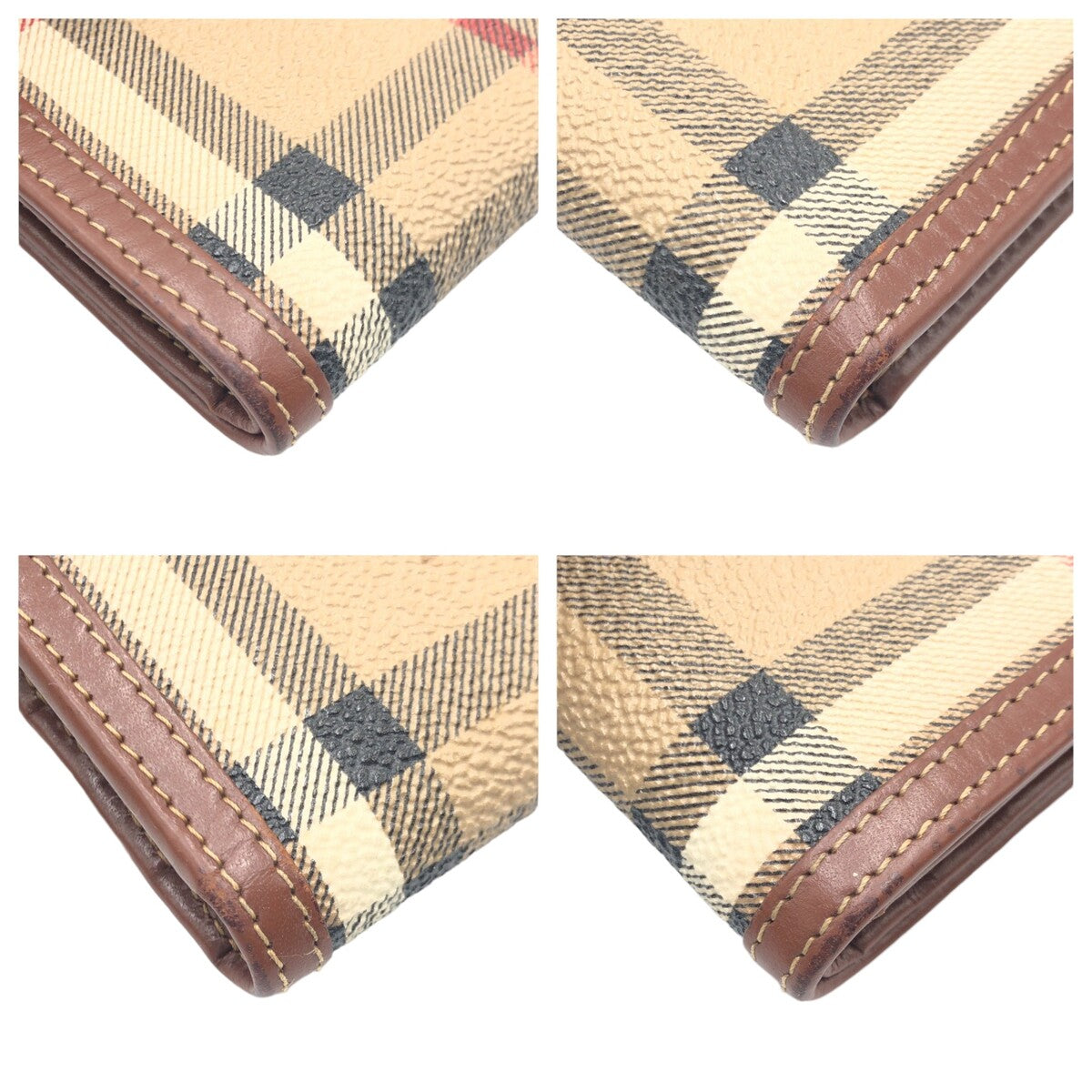 BURBERRY バーバリー ヴィンテージ ノヴァチェック シャドーホース ブラウン 茶 ベージュ ゴールド金具 PVC 二つ折り財布 コンパクトウォレット 男女兼用  レディース