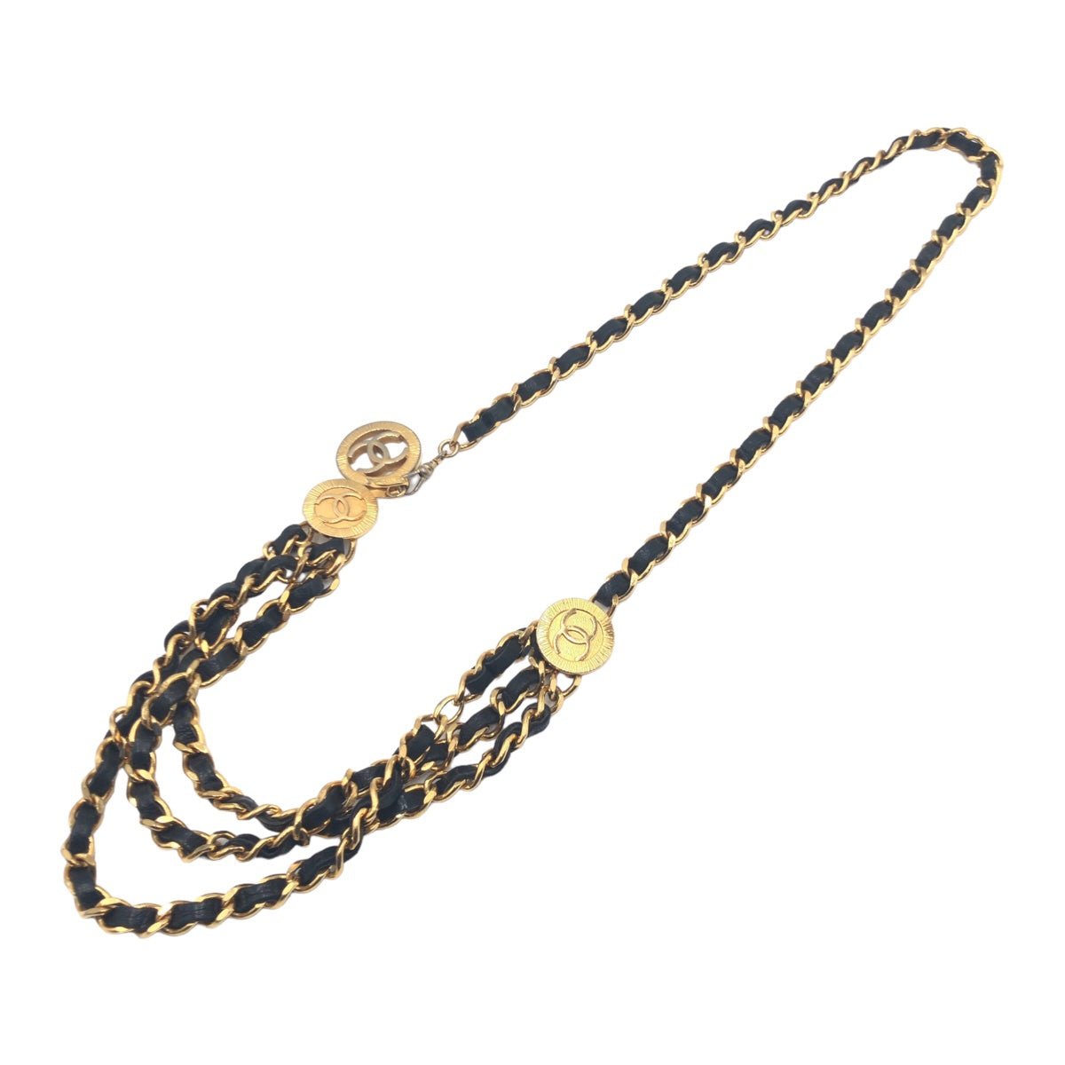 CHANEL シャネル ココマーク ブラック 黒 ゴールド金具 メタル / レザー ベルト チェーンベルト  レディース