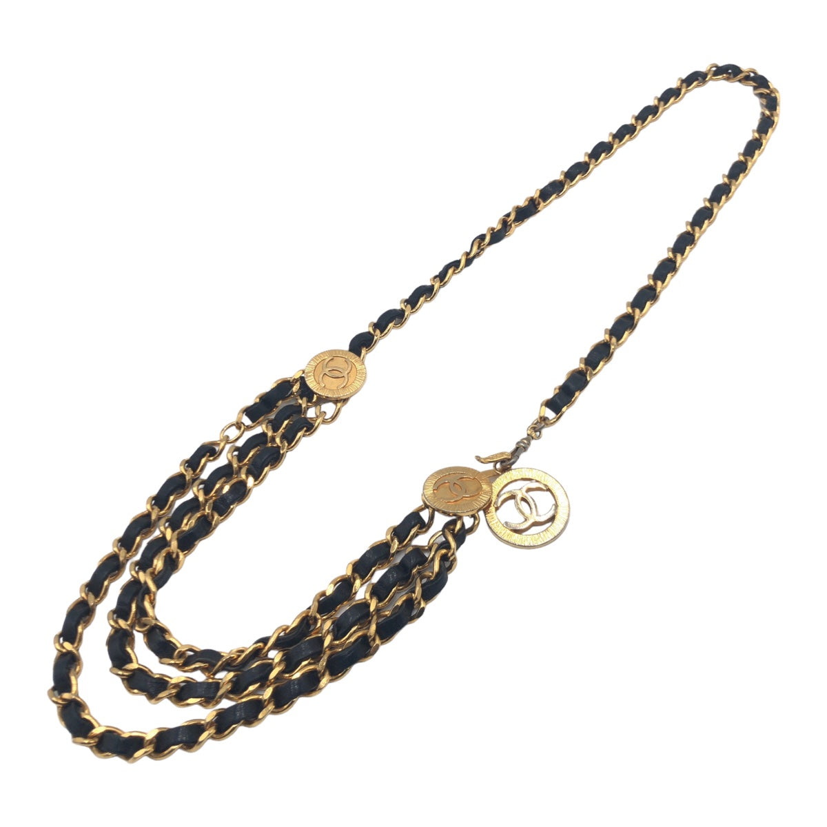 CHANEL シャネル ココマーク ブラック 黒 ゴールド金具 メタル / レザー ベルト チェーンベルト  レディース