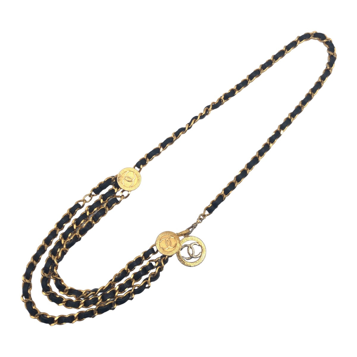 CHANEL シャネル ココマーク ブラック 黒 ゴールド金具 メタル / レザー ベルト チェーンベルト  レディース