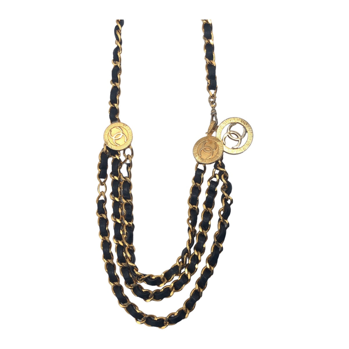 CHANEL シャネル ココマーク ブラック 黒 ゴールド金具 メタル / レザー ベルト チェーンベルト  レディース
