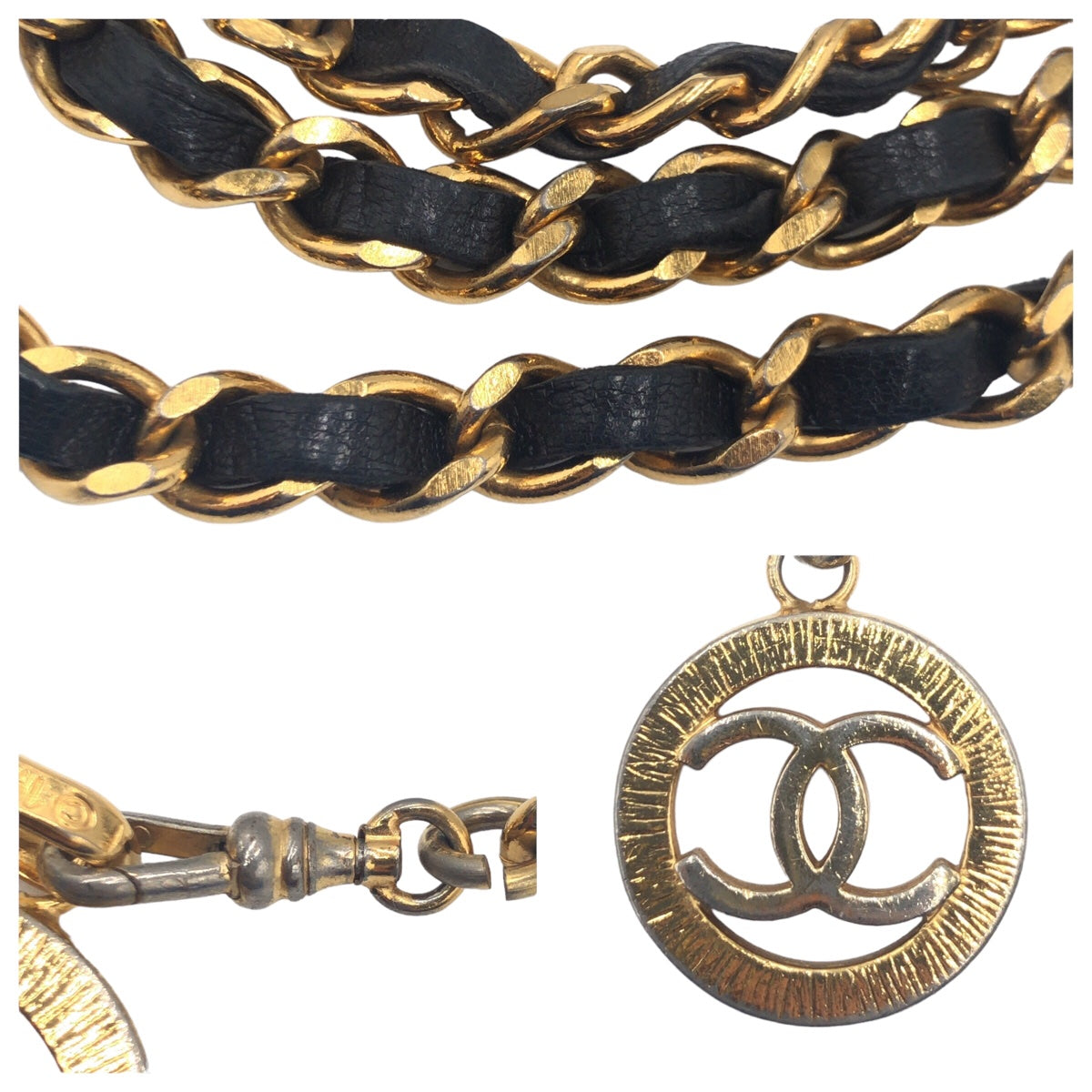 CHANEL シャネル ココマーク ブラック 黒 ゴールド金具 メタル / レザー ベルト チェーンベルト  レディース