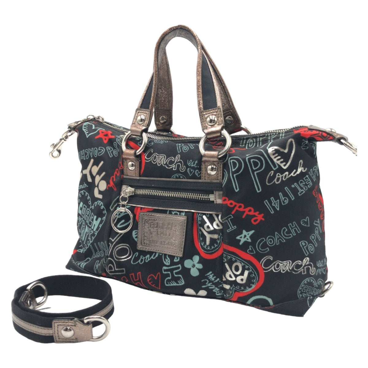 12610
COACH コーチ ポピー グラフィティ ラクシー サッチェル ブラック シルバー金具 キャンバス 16200 トートバッグ ハンドバッグ 2way ショルダーバッグ 斜め掛け可能  レディース