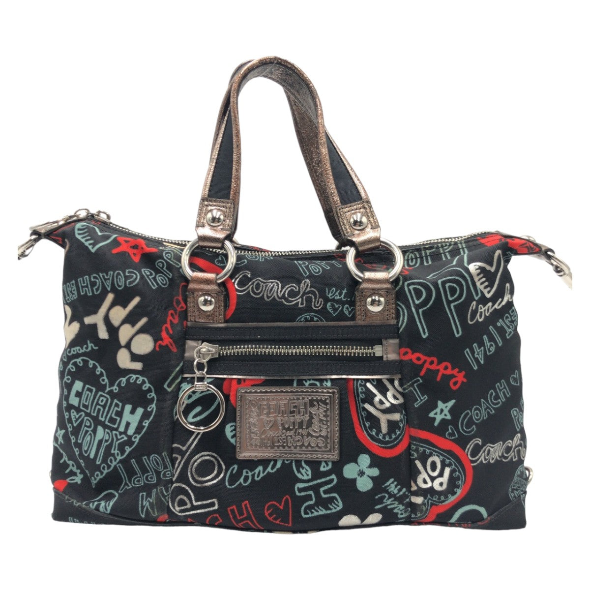 12610
COACH コーチ ポピー グラフィティ ラクシー サッチェル ブラック シルバー金具 キャンバス 16200 トートバッグ ハンドバッグ 2way ショルダーバッグ 斜め掛け可能  レディース