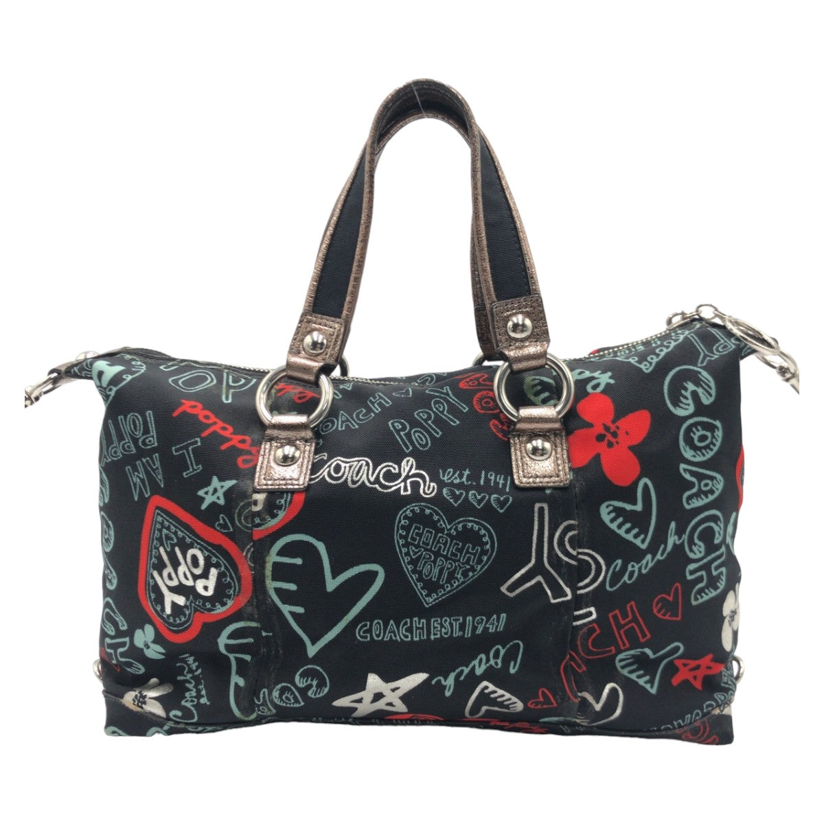 12610
COACH コーチ ポピー グラフィティ ラクシー サッチェル ブラック シルバー金具 キャンバス 16200 トートバッグ ハンドバッグ 2way ショルダーバッグ 斜め掛け可能  レディース