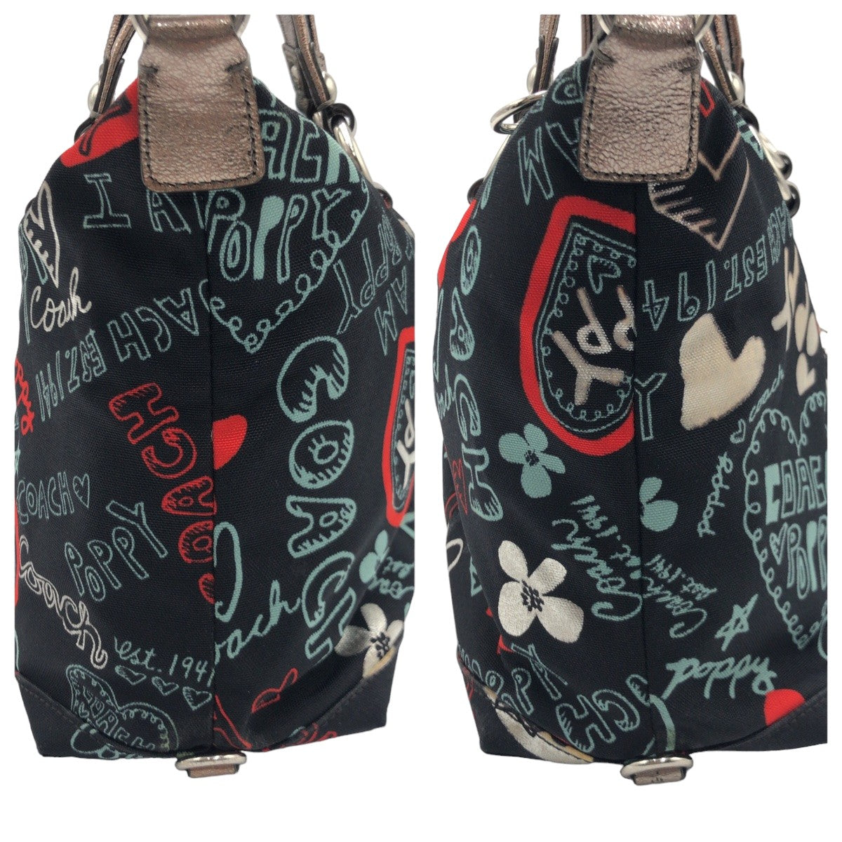 12610
COACH コーチ ポピー グラフィティ ラクシー サッチェル ブラック シルバー金具 キャンバス 16200 トートバッグ ハンドバッグ 2way ショルダーバッグ 斜め掛け可能  レディース
