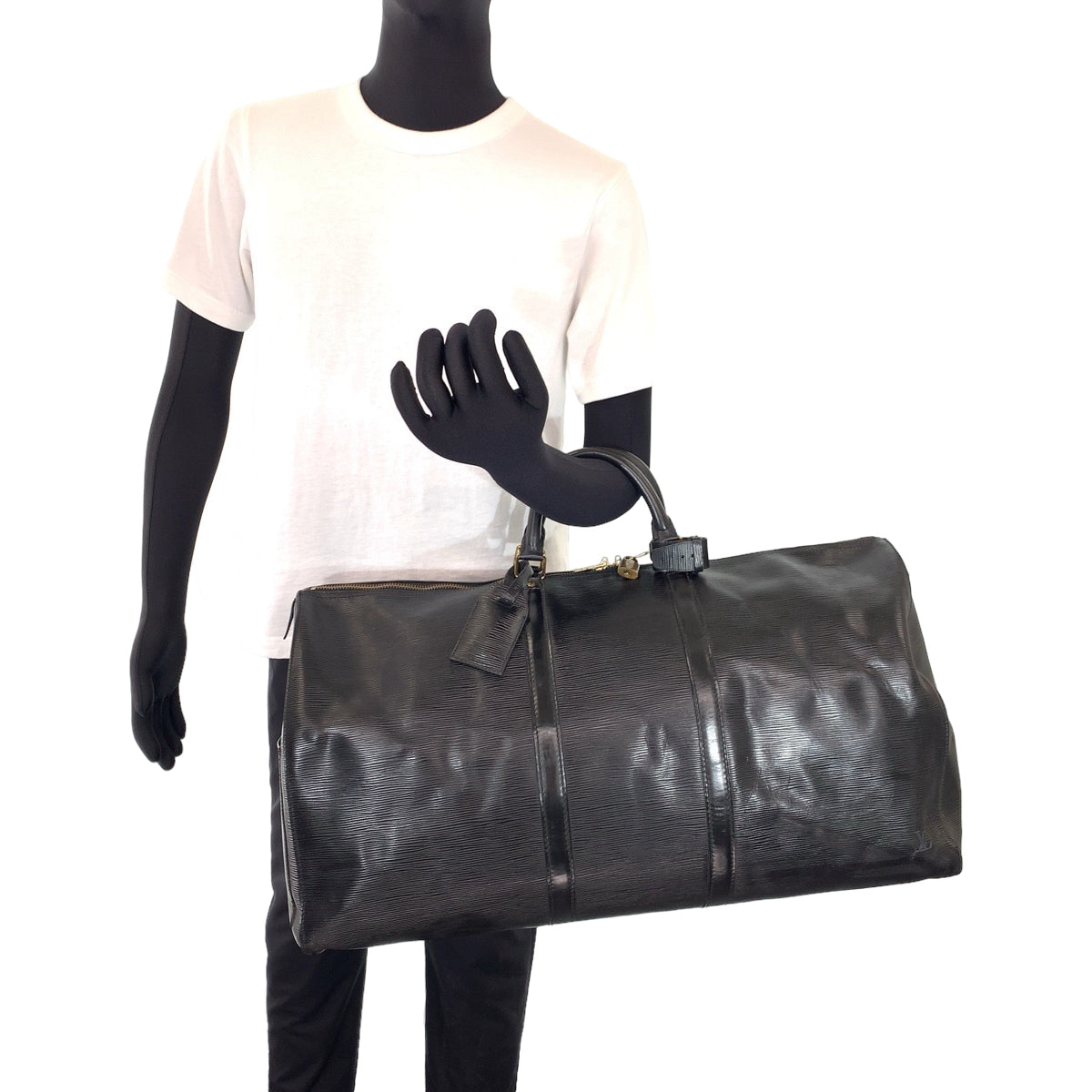 LOUIS VUITTON ルイヴィトン エピ キーポル60 ブラック 黒 ゴールド金具 エピレザー M42942 ボストンバッグ 旅行バッグ  メンズ