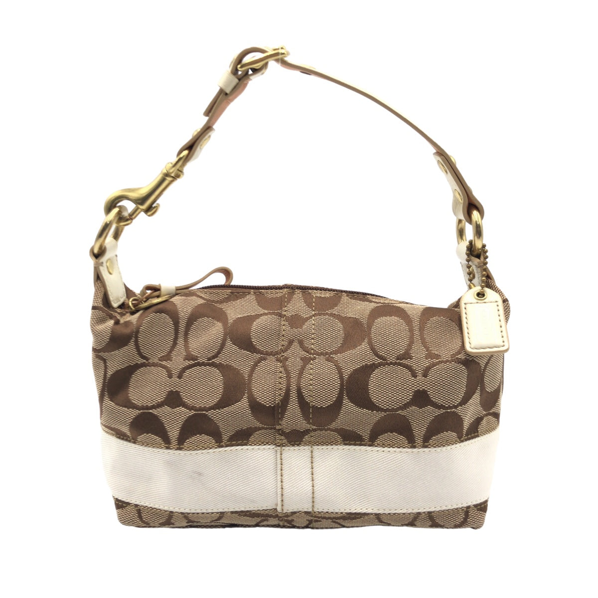 12609
COACH コーチ シグネチャー ブラウン キャンバス 40024 ハンドバッグ バニティバッグ アクセサリーポーチ  レディース