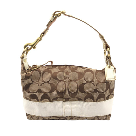 12609
COACH コーチ シグネチャー ブラウン キャンバス 40024 ハンドバッグ バニティバッグ アクセサリーポーチ  レディース