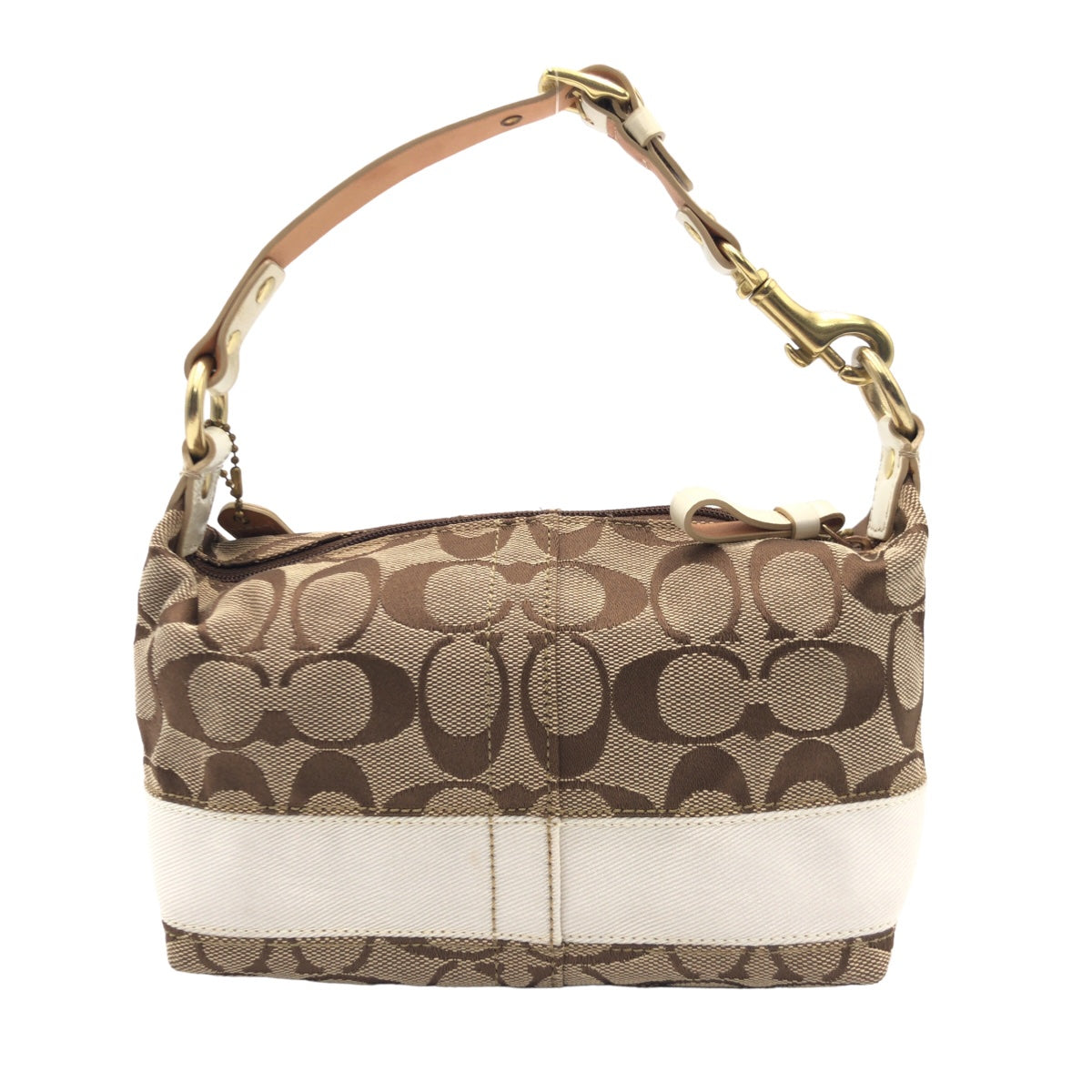 12609
COACH コーチ シグネチャー ブラウン キャンバス 40024 ハンドバッグ バニティバッグ アクセサリーポーチ  レディース