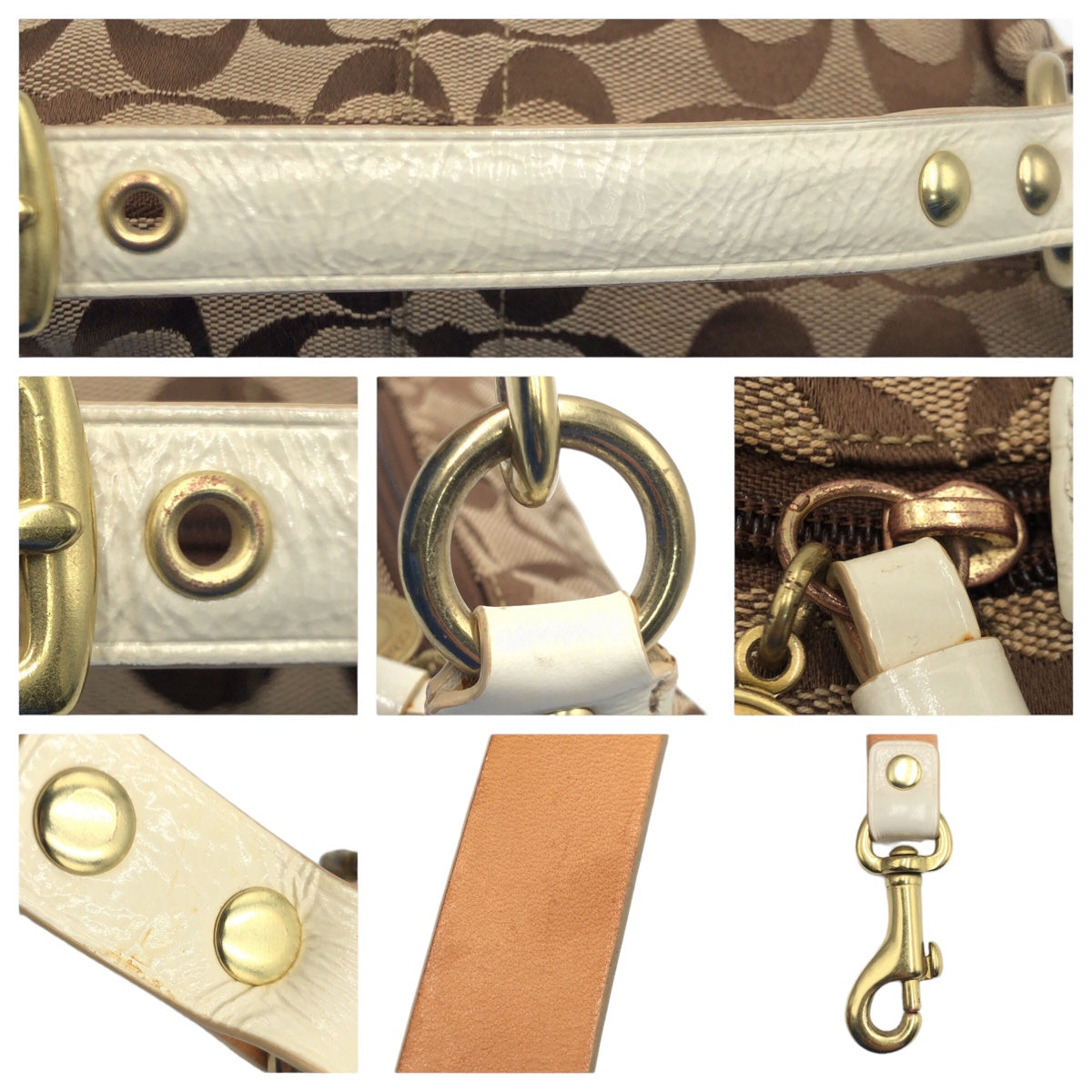12609
COACH コーチ シグネチャー ブラウン キャンバス 40024 ハンドバッグ バニティバッグ アクセサリーポーチ  レディース