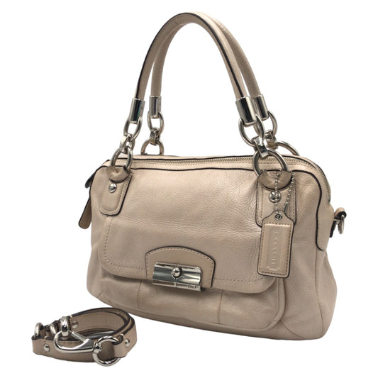 12607
COACH コーチ クリスティン ベージュ シルバー金具 レザー F22304 ショルダーバッグ ハンドバッグ 2way 斜め掛け可能  レディース ABP5
