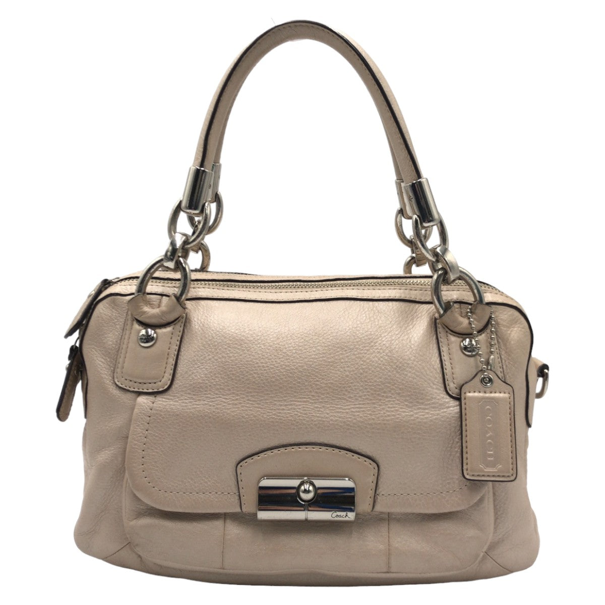 12607
COACH コーチ クリスティン ベージュ シルバー金具 レザー F22304 ショルダーバッグ ハンドバッグ 2way 斜め掛け可能  レディース ABP5