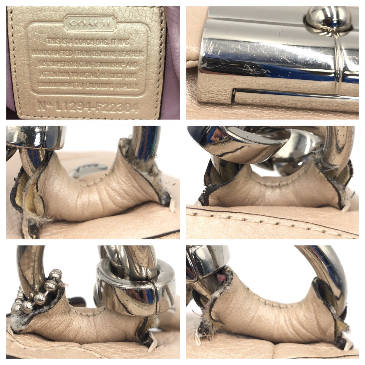 12607
COACH コーチ クリスティン ベージュ シルバー金具 レザー F22304 ショルダーバッグ ハンドバッグ 2way 斜め掛け可能  レディース ABP5