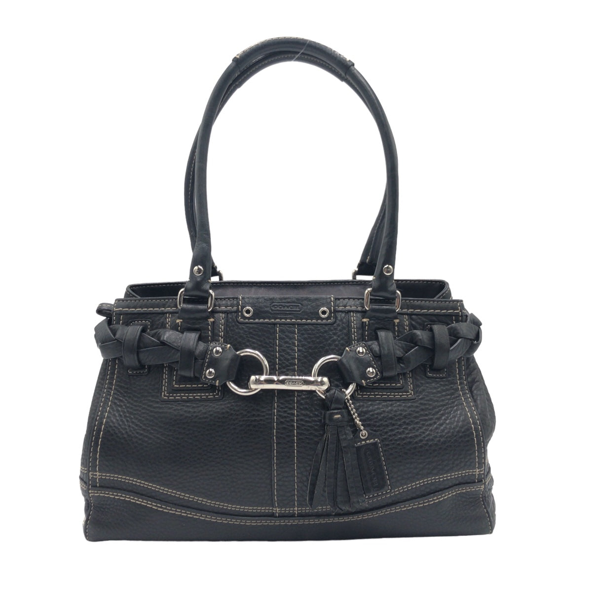 12606
COACH コーチ ブラック シルバー金具 レザー F13084 トートバッグ ハンドバッグ  レディース