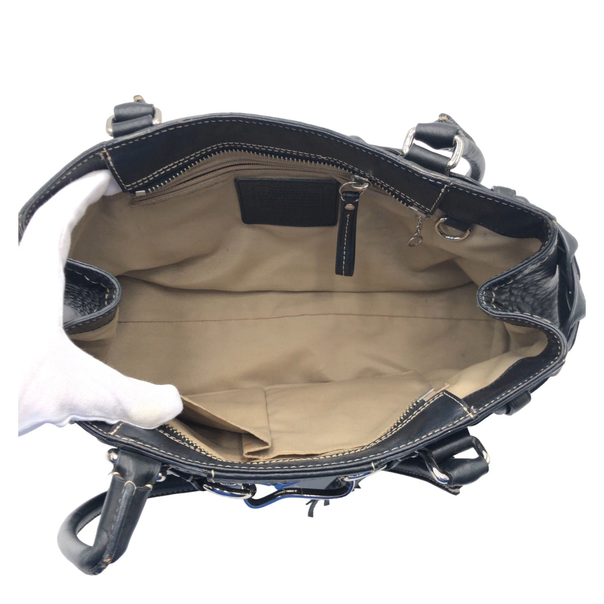 12606
COACH コーチ ブラック シルバー金具 レザー F13084 トートバッグ ハンドバッグ  レディース