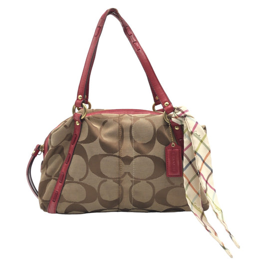 12605
COACH コーチ シグネチャー スカーフ付き ブラウン ピンク ゴールド金具 キャンバス F13006 ハンドバッグ トートバッグ  レディース