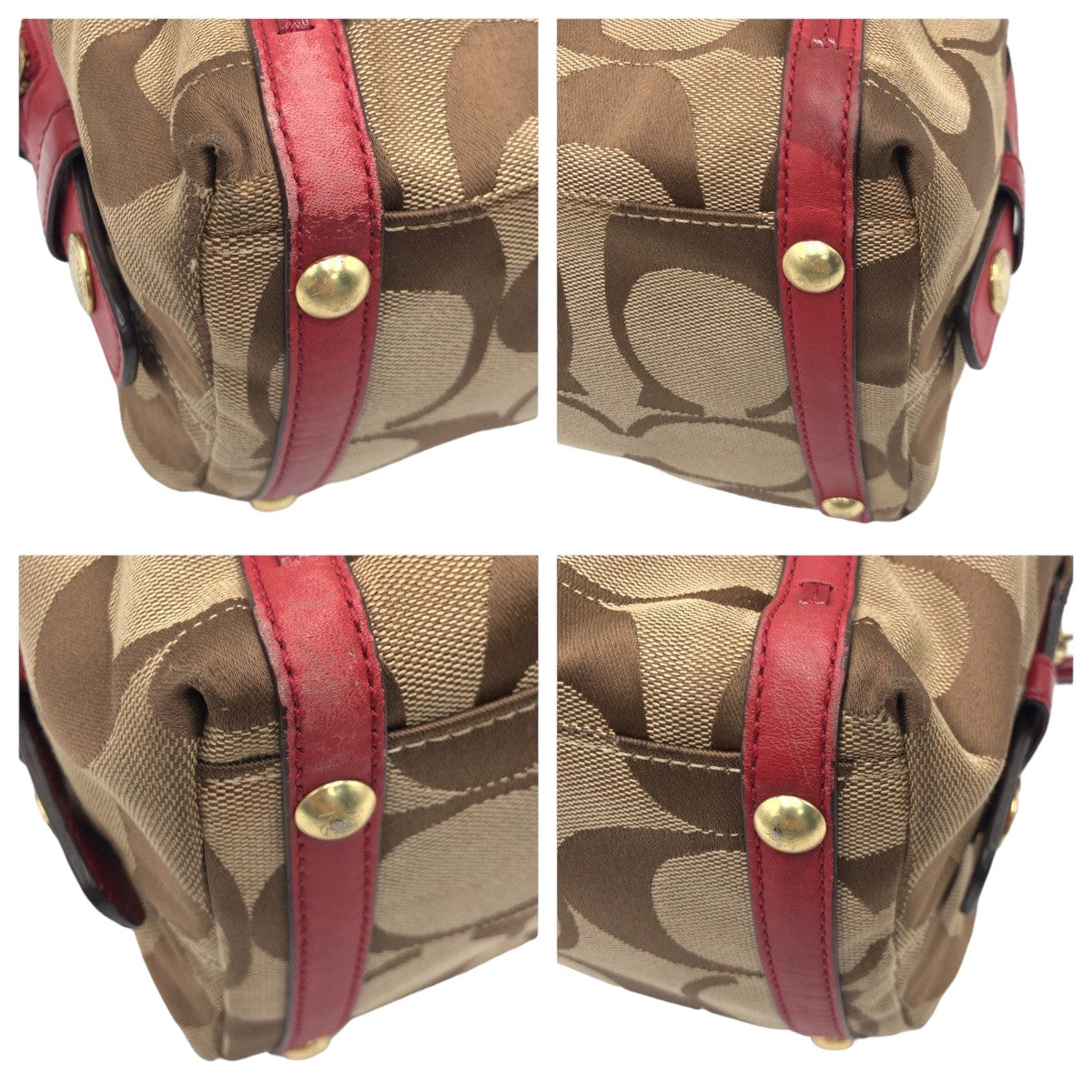 12605
COACH コーチ シグネチャー スカーフ付き ブラウン ピンク ゴールド金具 キャンバス F13006 ハンドバッグ トートバッグ  レディース