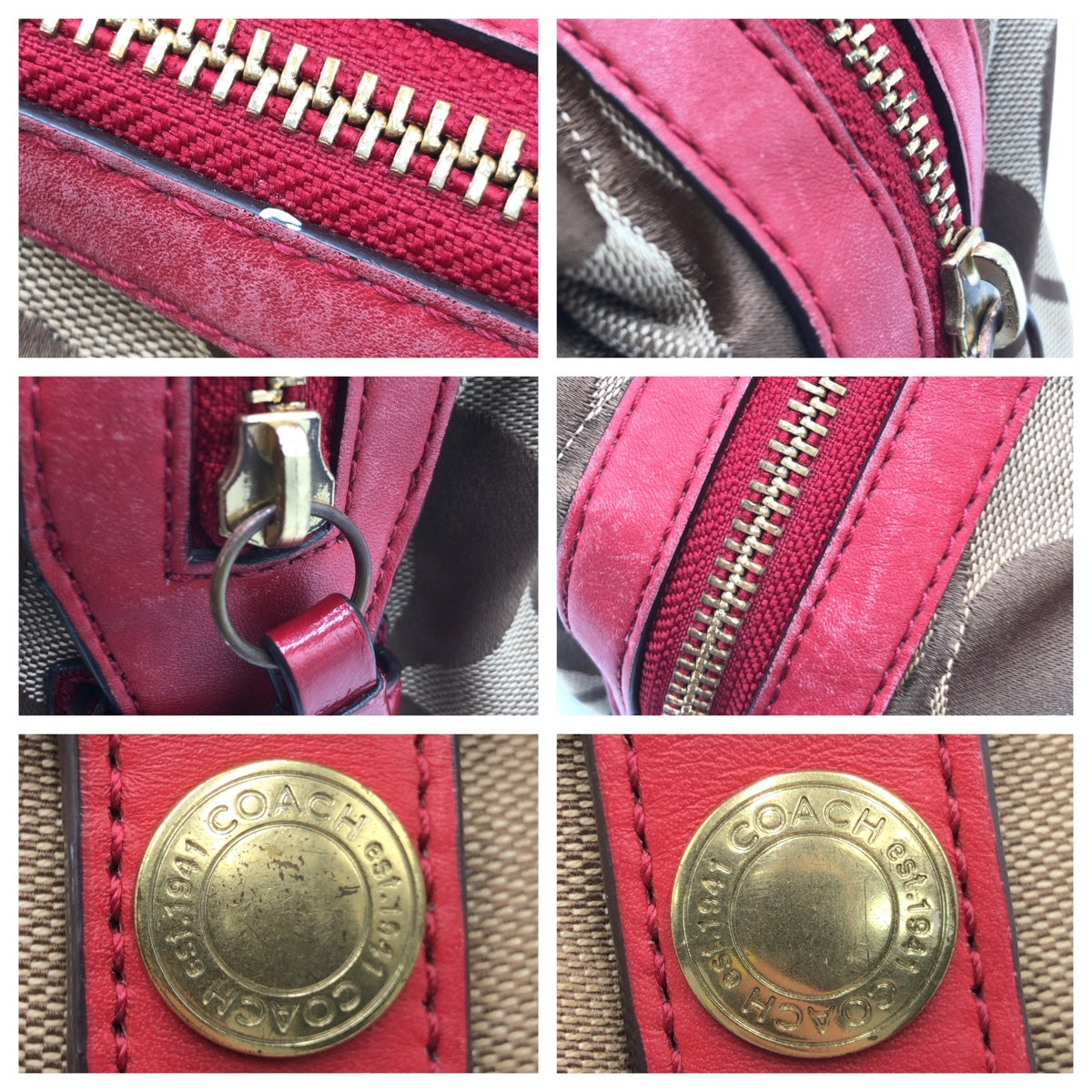12605
COACH コーチ シグネチャー スカーフ付き ブラウン ピンク ゴールド金具 キャンバス F13006 ハンドバッグ トートバッグ  レディース