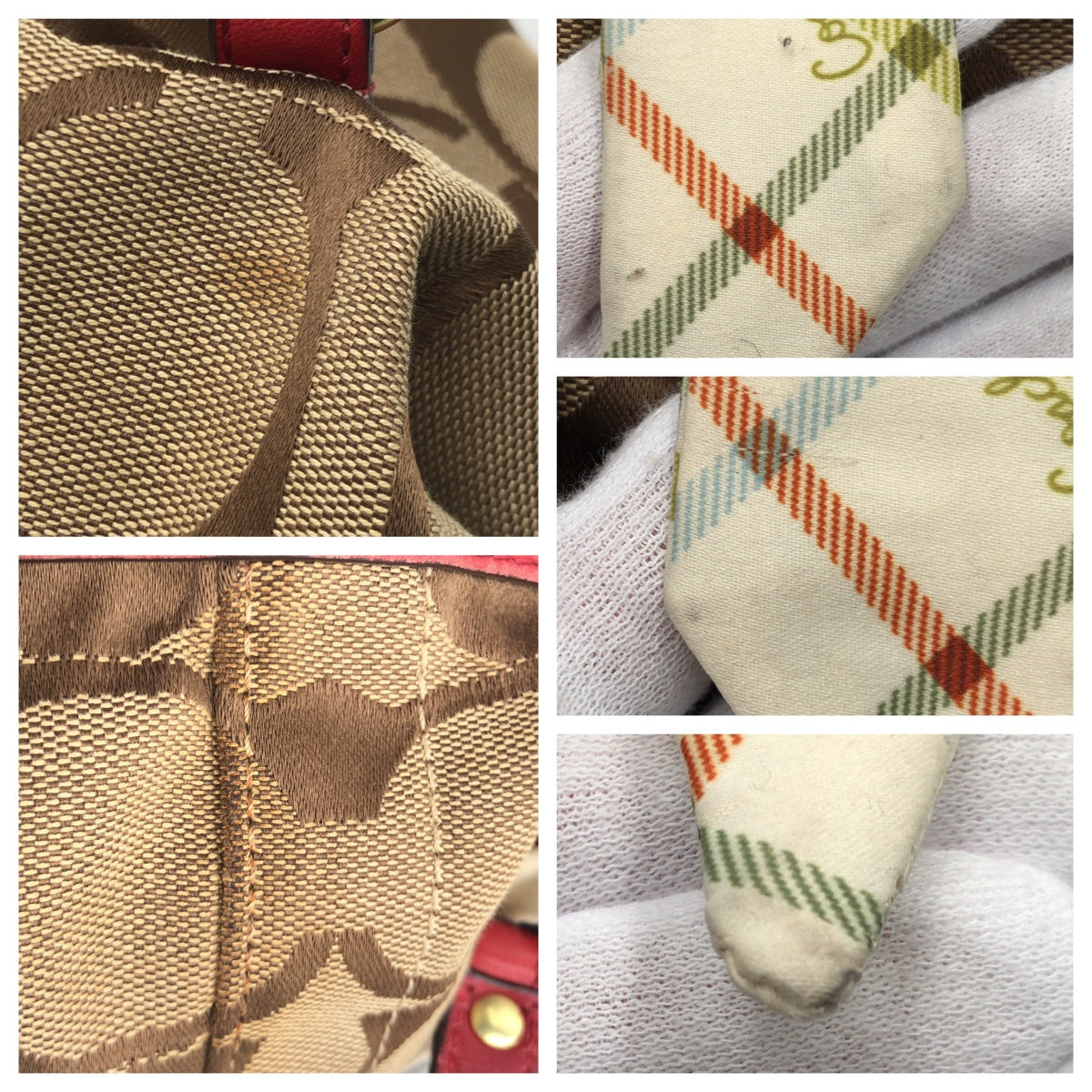 12605
COACH コーチ シグネチャー スカーフ付き ブラウン ピンク ゴールド金具 キャンバス F13006 ハンドバッグ トートバッグ  レディース