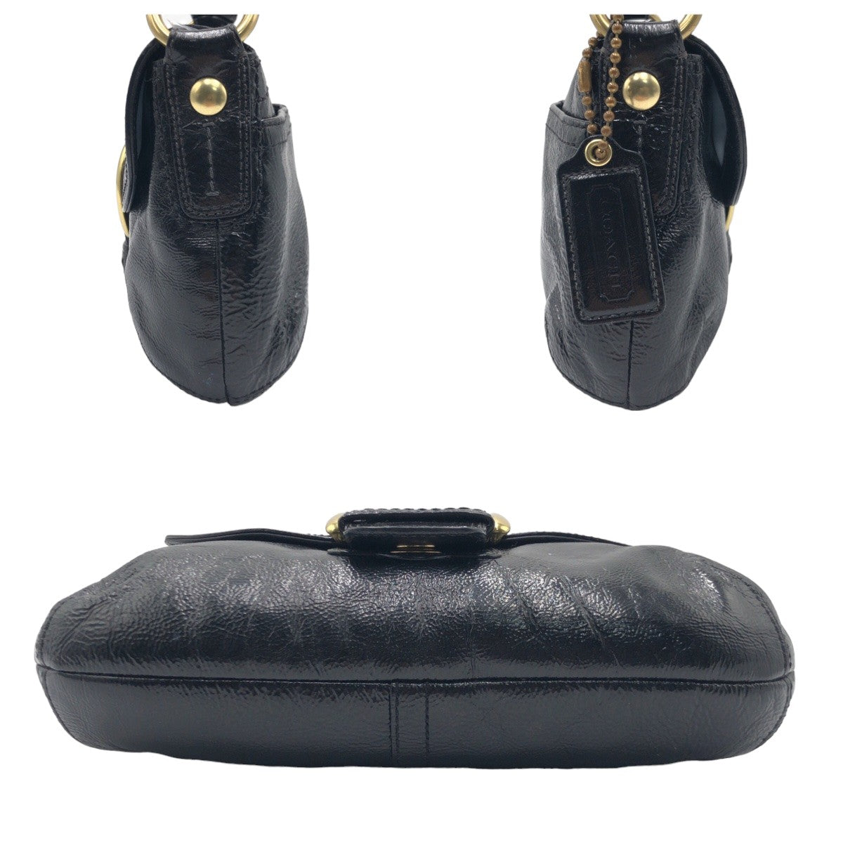 COACH コーチ ソーホー ブラック 黒 ゴールド金具 パテントレザー F13132 ショルダーバッグ ハンドバッグ  レディース