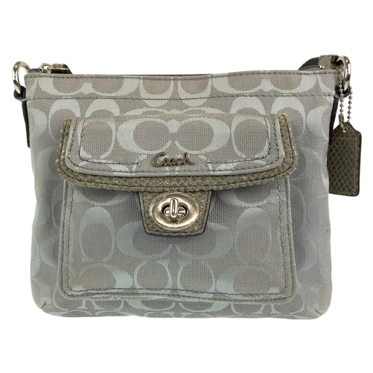 12603
COACH コーチ シグネチャー グレー シルバー金具 キャンバス ショルダーバッグ 斜め掛け可能  レディース