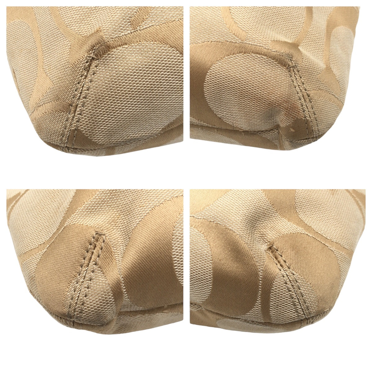 12602
 COACH Signature Beige Ivory Gold Hardware Canvas F21905 Shoulder Bag Pochette Crossbody Bag for Women