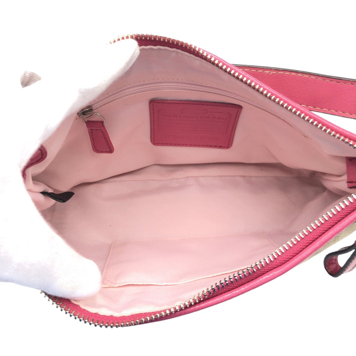 COACH コーチ シグネチャー ブラウン 茶 ピンク シルバー金具 キャンバス F17439 ハンドバッグ ショルダーバッグ 2way  レディース