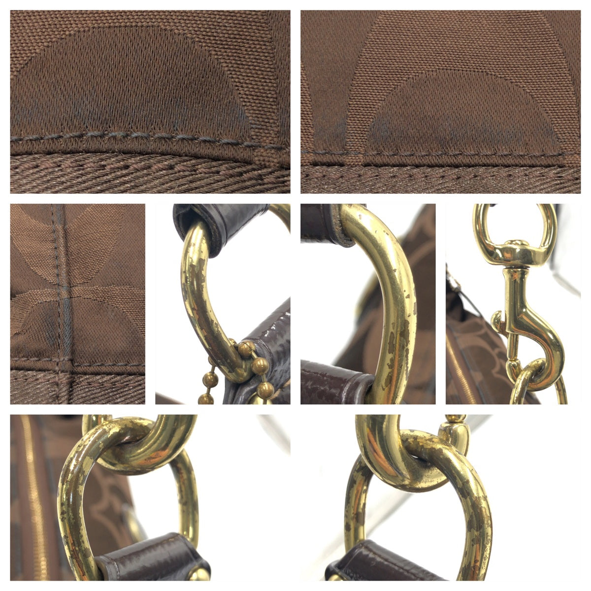 COACH コーチ シグネチャー ブラウン 茶 ゴールド金具 キャンバス F18039 ショルダーバッグ ワンショルダーバッグ  レディース