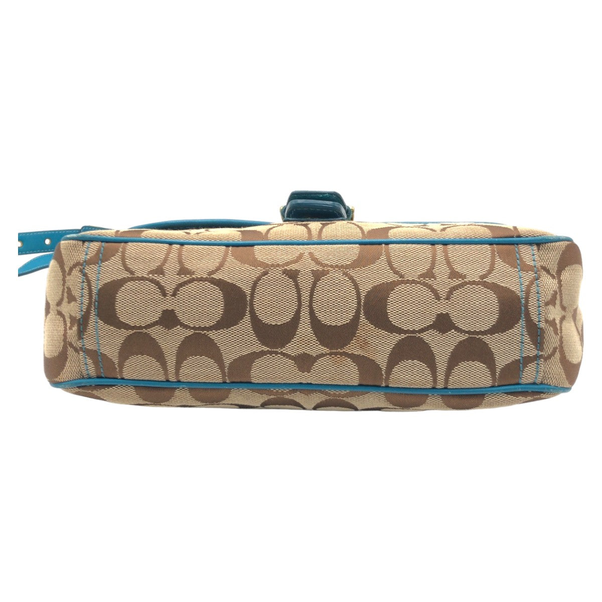 COACH コーチ シグネチャー ブラウン 茶 ブルー 青 ゴールド金具 キャンバス 7482 ショルダーバッグ ワンショルダーバッグ  レディース