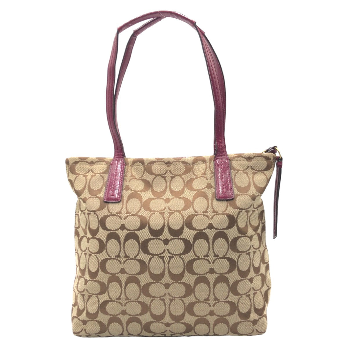 12598
 COACH Signature Embossed Brown Pink Gold Hardware Canvas F25706 Tote Bag Handbag Women's