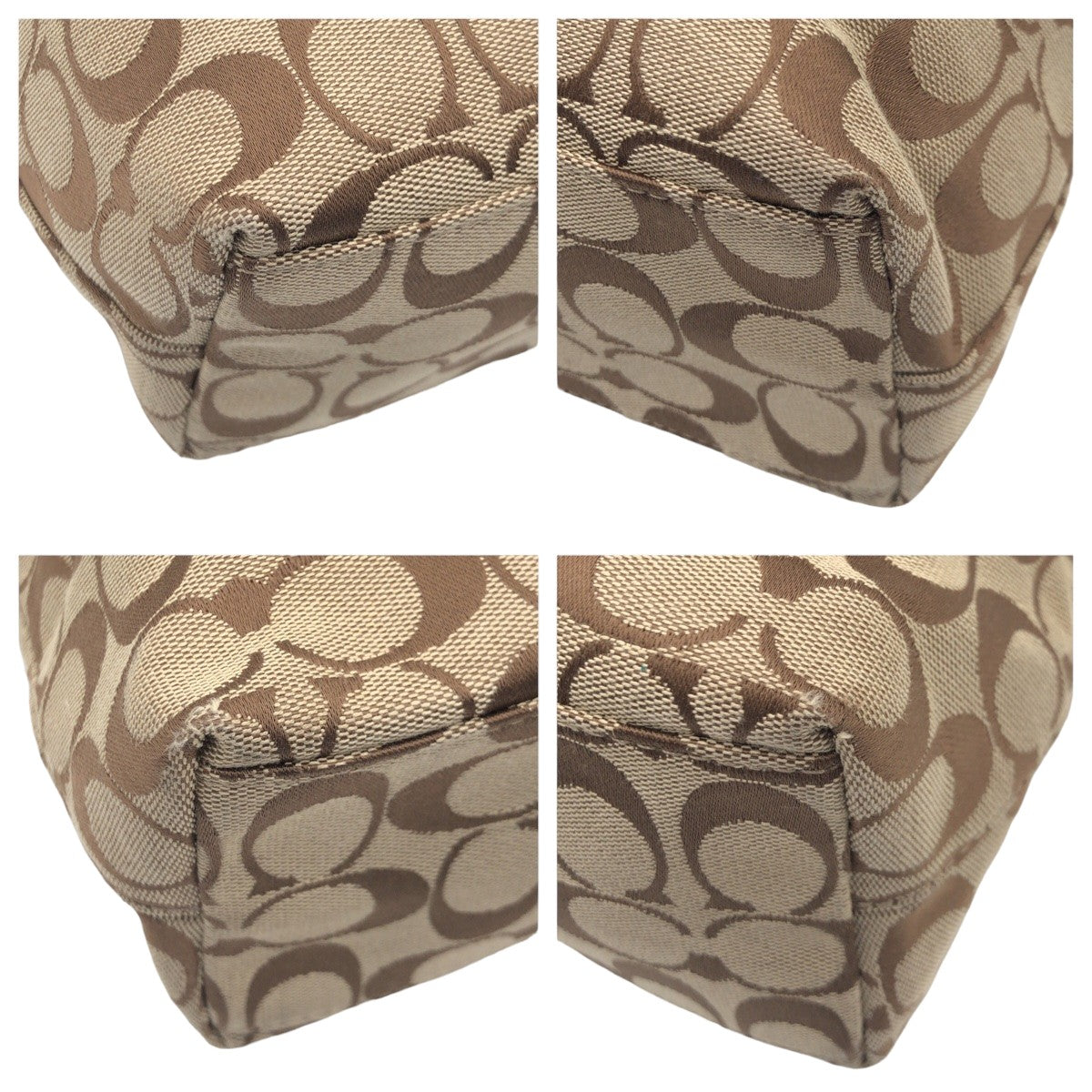 12598
 COACH Signature Embossed Brown Pink Gold Hardware Canvas F25706 Tote Bag Handbag Women's