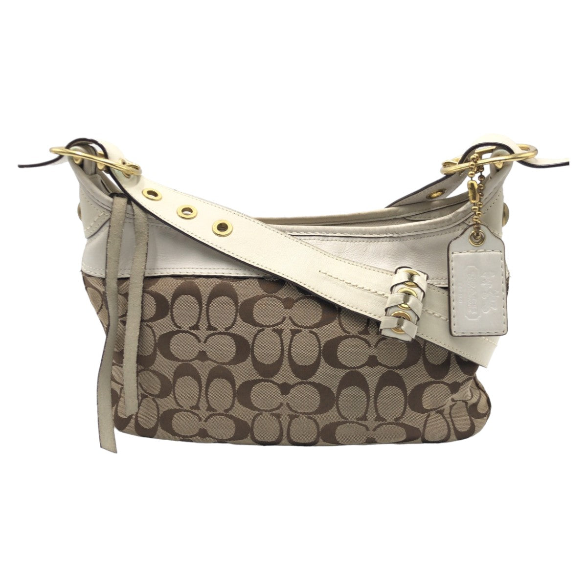 12596
 
COACH Signature Brown White Gold Hardware Canvas F11444 Shoulder Bag Crossbody Bag for Women