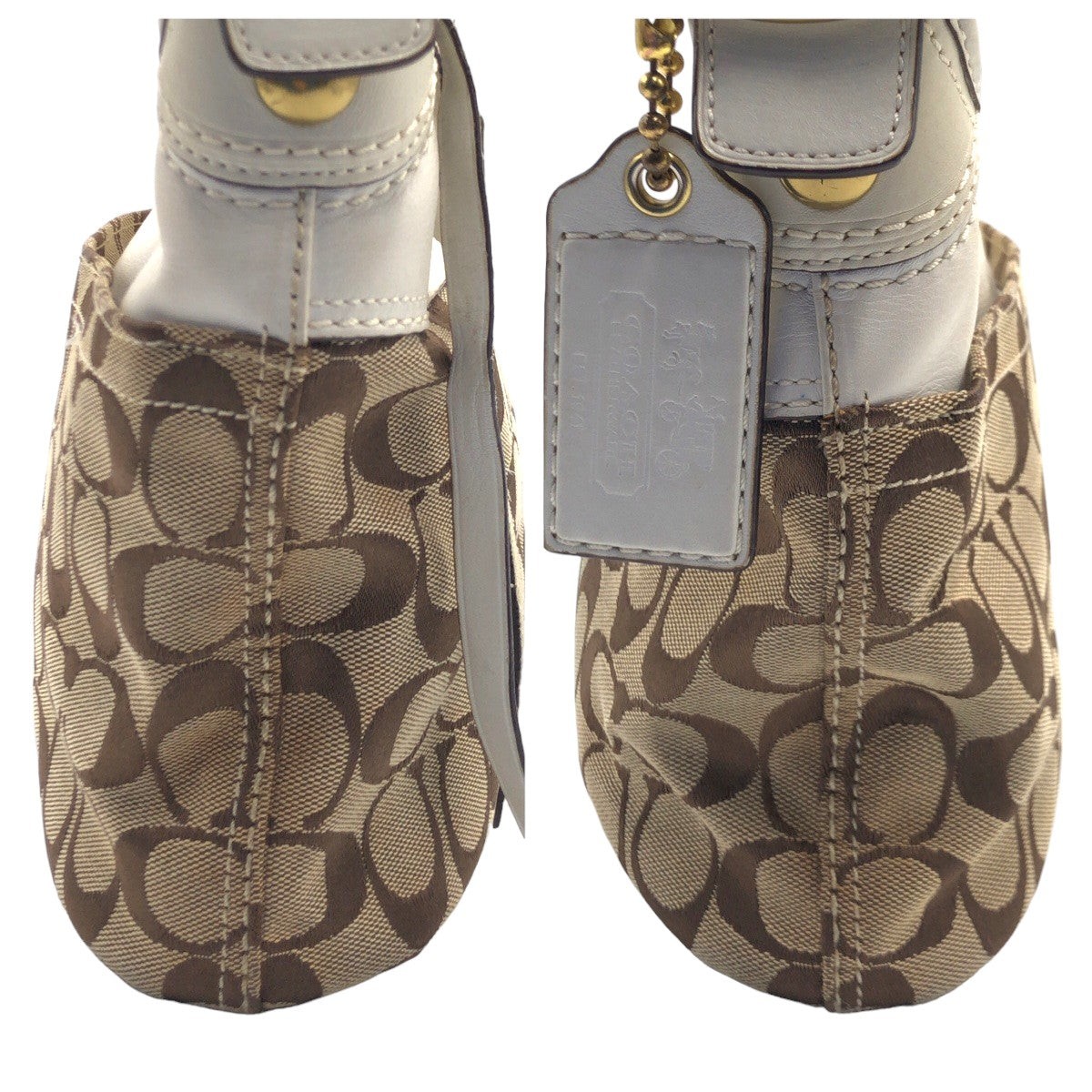 12596
 
COACH Signature Brown White Gold Hardware Canvas F11444 Shoulder Bag Crossbody Bag for Women