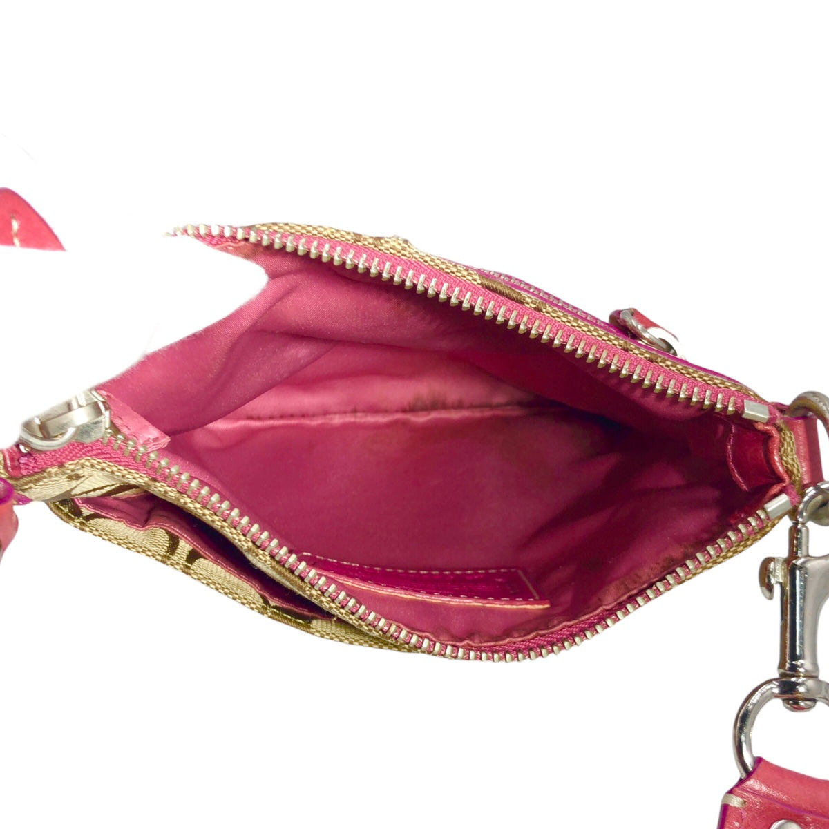 12595
COACH コーチ シグネチャー ベージュ ピンク キャンバス 42190 ショルダーバッグ ポシェット 斜め掛け可能  レディース