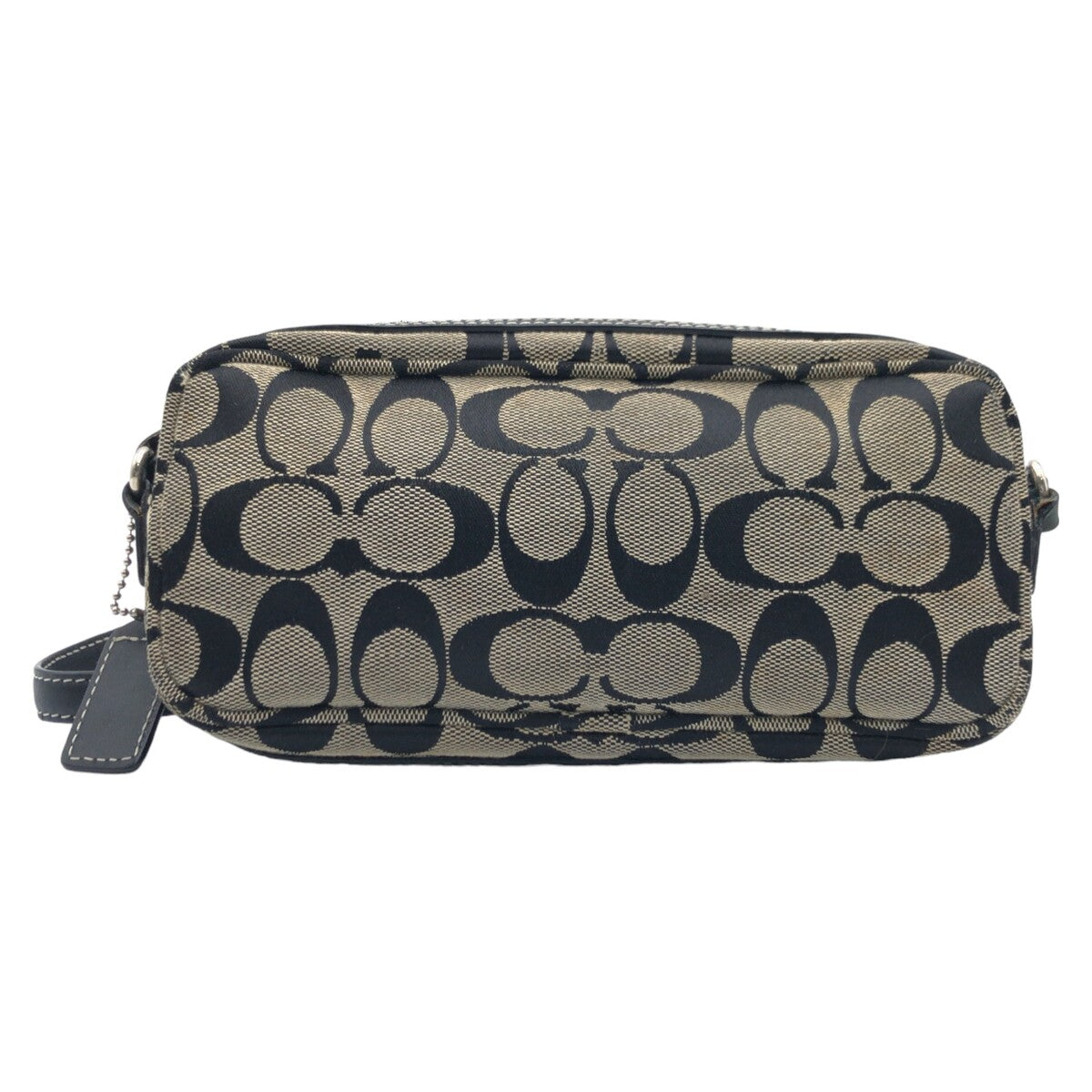 12594
 COACH Signature Black Silver Hardware Canvas 6073 Shoulder Bag Pochette Women's