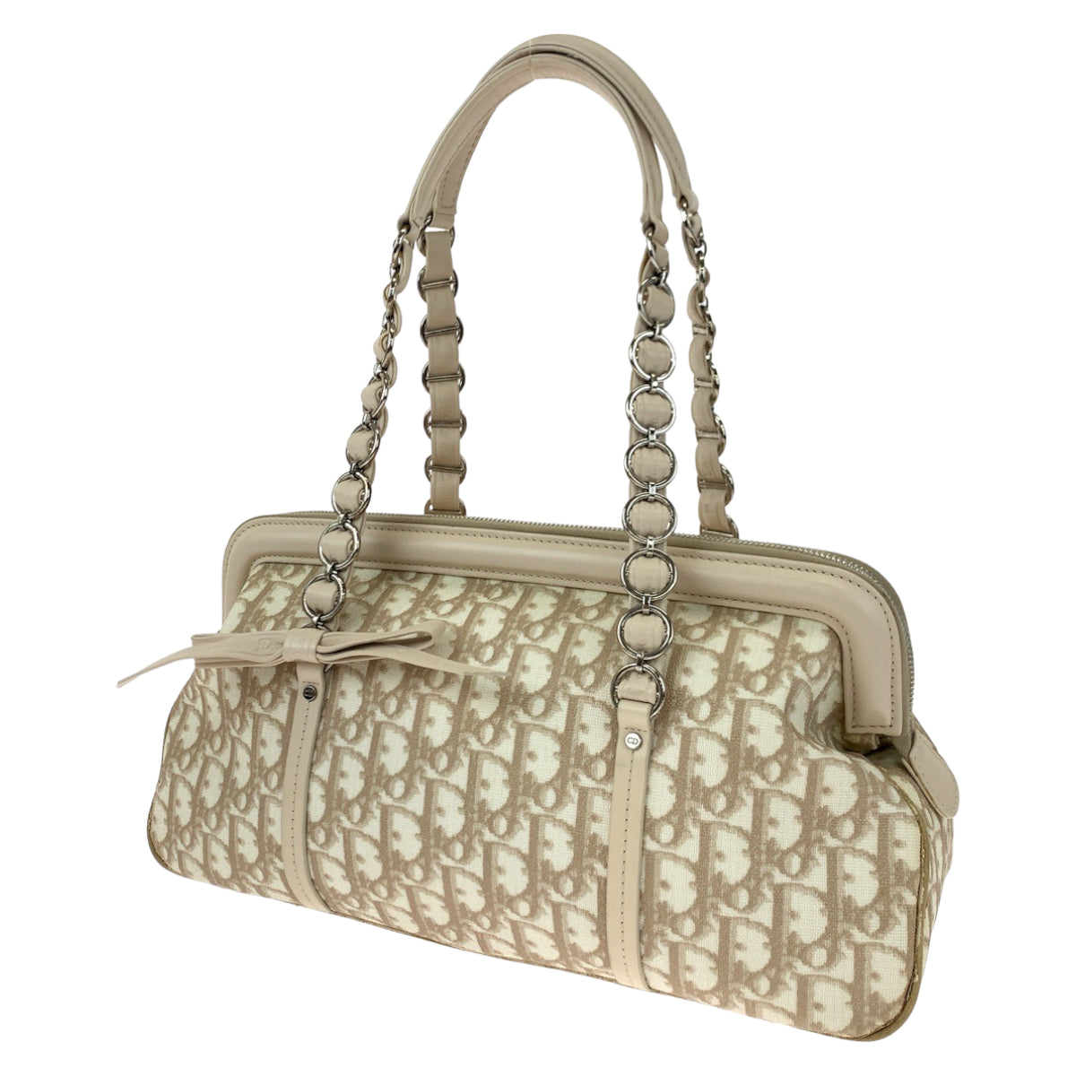 Dior ディオール トロッター ロマンティック ベージュ PVCコーティングキャンバス BO 0026 ハンドバッグ ショルダーバッグ  レディース