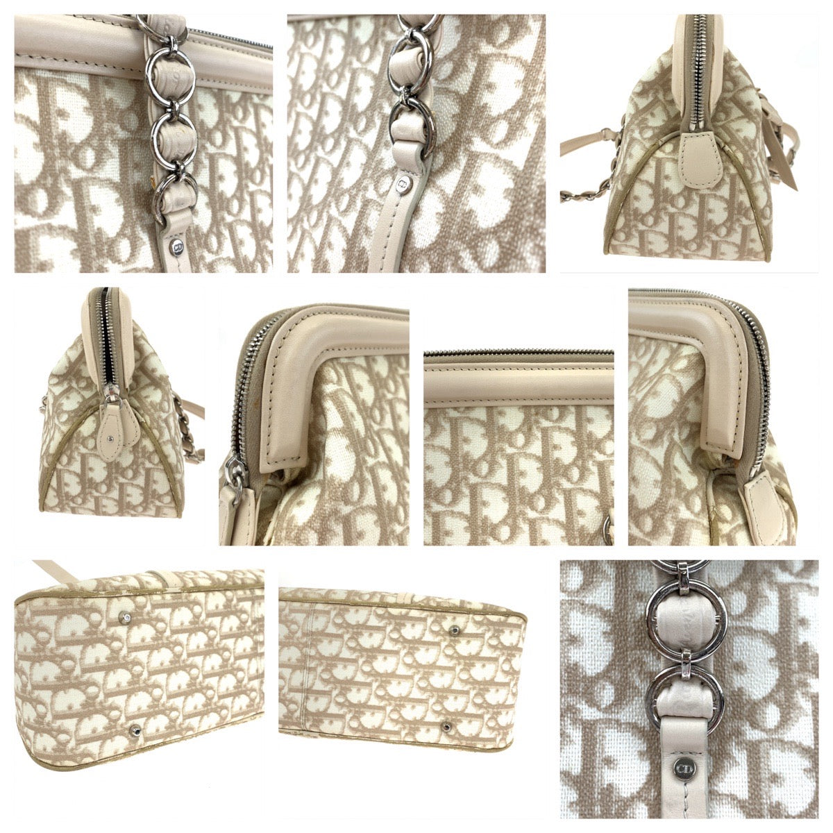 Dior ディオール トロッター ロマンティック ベージュ PVCコーティングキャンバス BO 0026 ハンドバッグ ショルダーバッグ  レディース