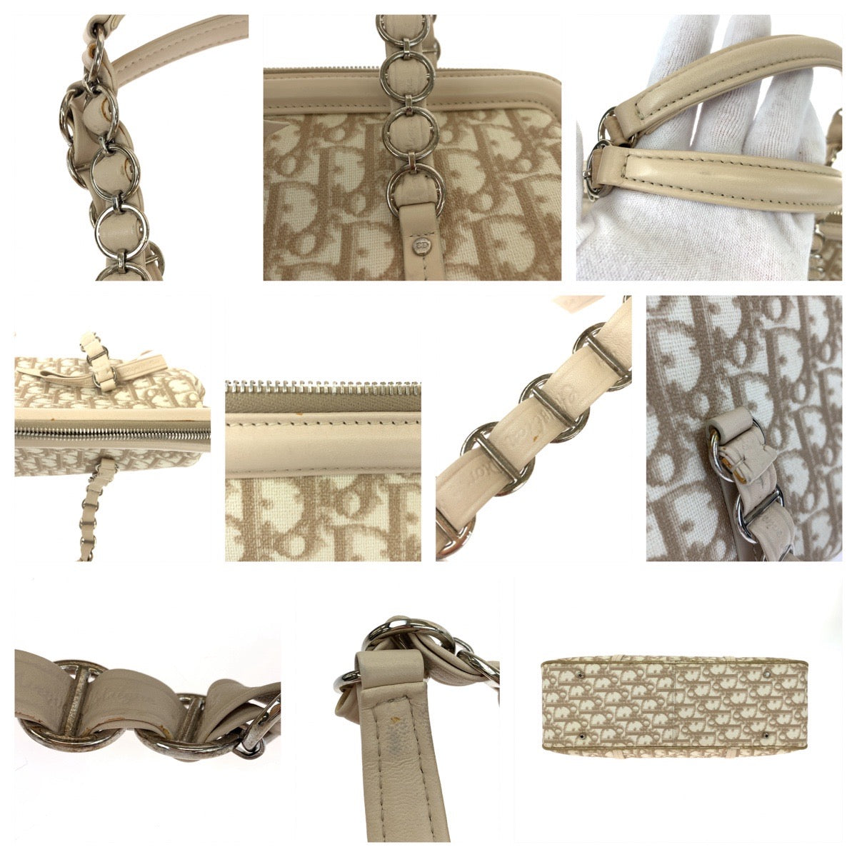 Dior ディオール トロッター ロマンティック ベージュ PVCコーティングキャンバス BO 0026 ハンドバッグ ショルダーバッグ  レディース