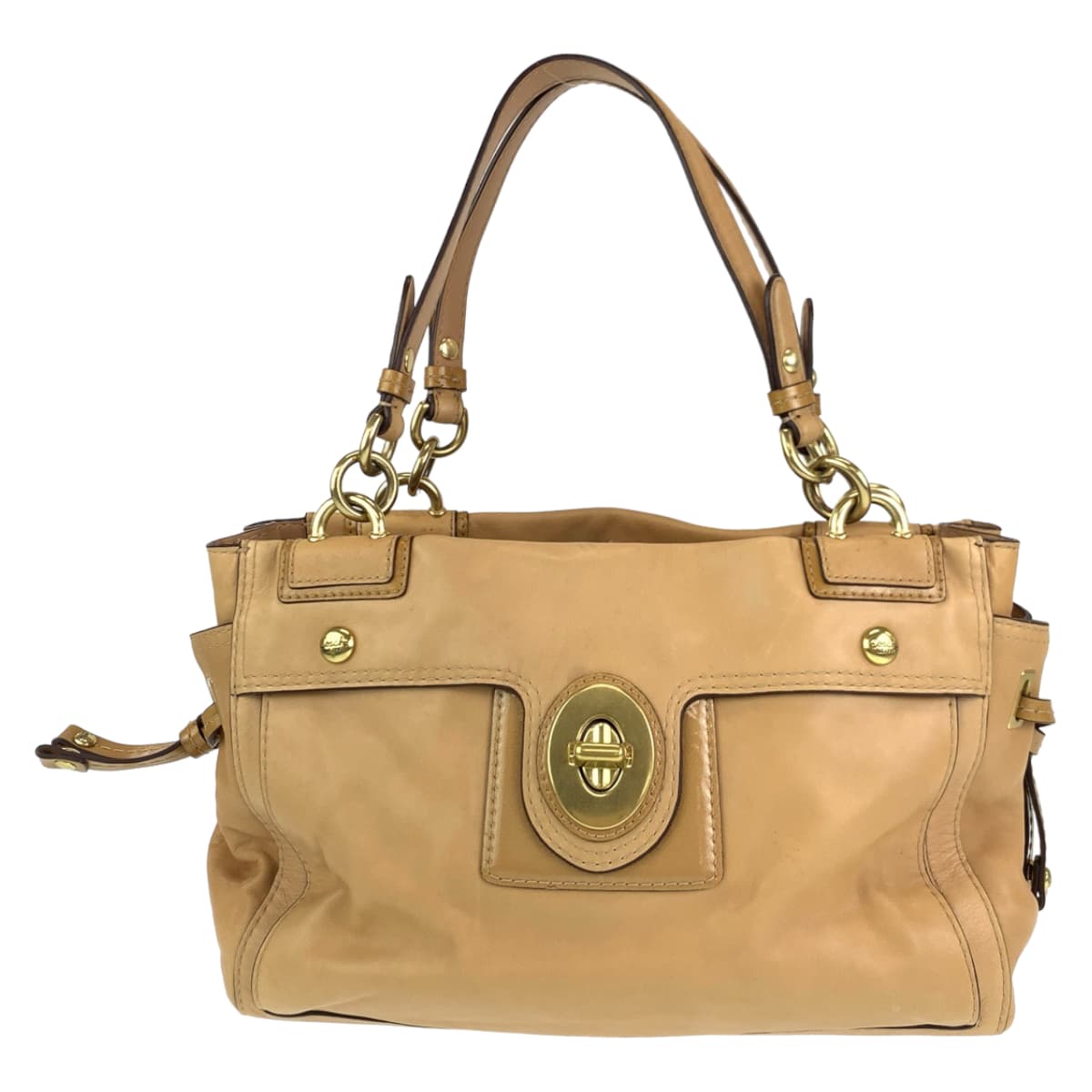 12593
COACH コーチ ペイトン ターンロック ベージュ レザー 14522 トートバッグ ハンドバッグ  レディース AB5