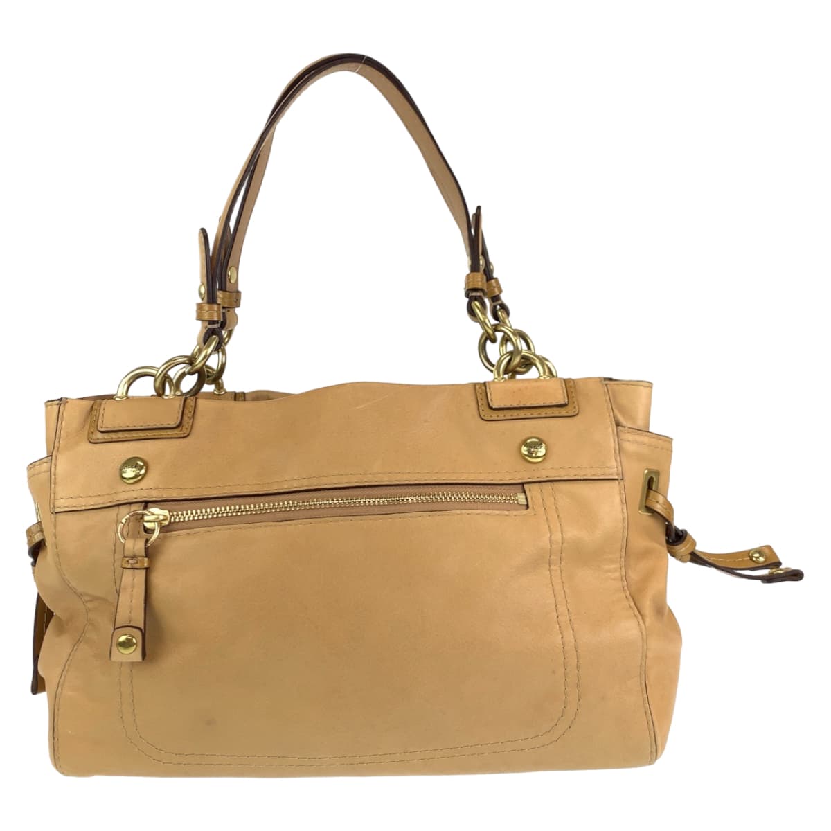 12593
COACH コーチ ペイトン ターンロック ベージュ レザー 14522 トートバッグ ハンドバッグ  レディース AB5