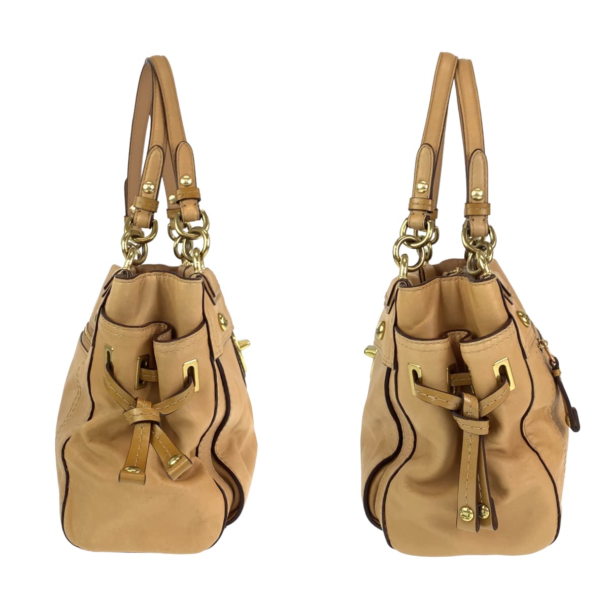 12593
COACH コーチ ペイトン ターンロック ベージュ レザー 14522 トートバッグ ハンドバッグ  レディース AB5
