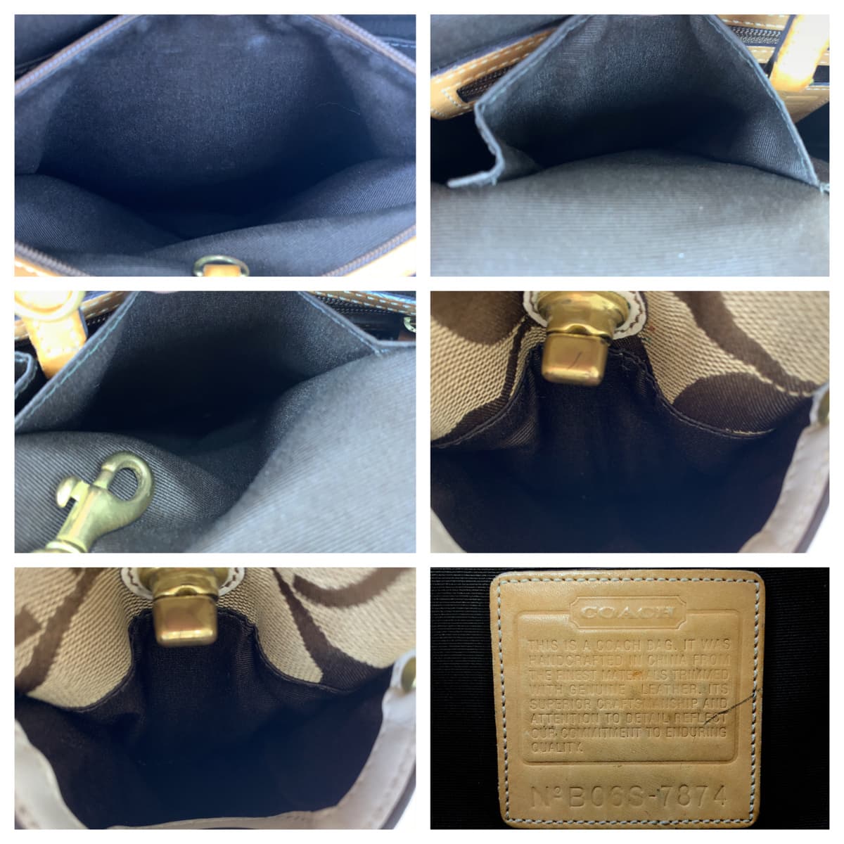 12592
COACH コーチ シグネチャー 型押し ベージュ キャンバス 7874 トートバッグ ハンドバッグ  レディース AB5