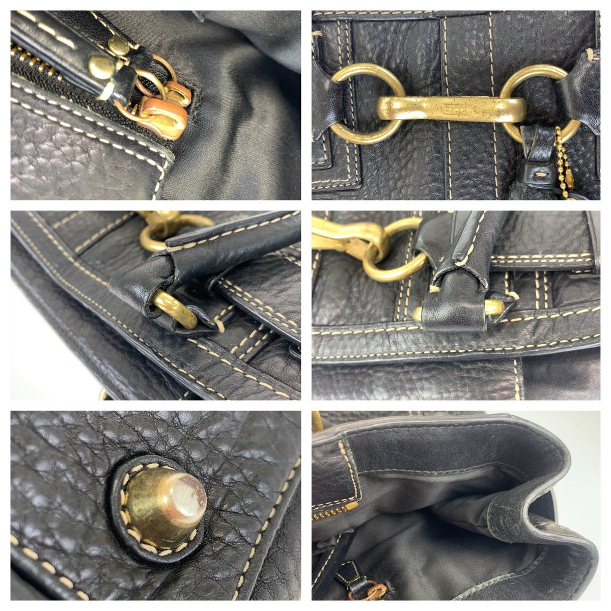12591
COACH コーチ ブラック ゴールド金具 レザー 10213 トートバッグ ショルダーバッグ  レディース