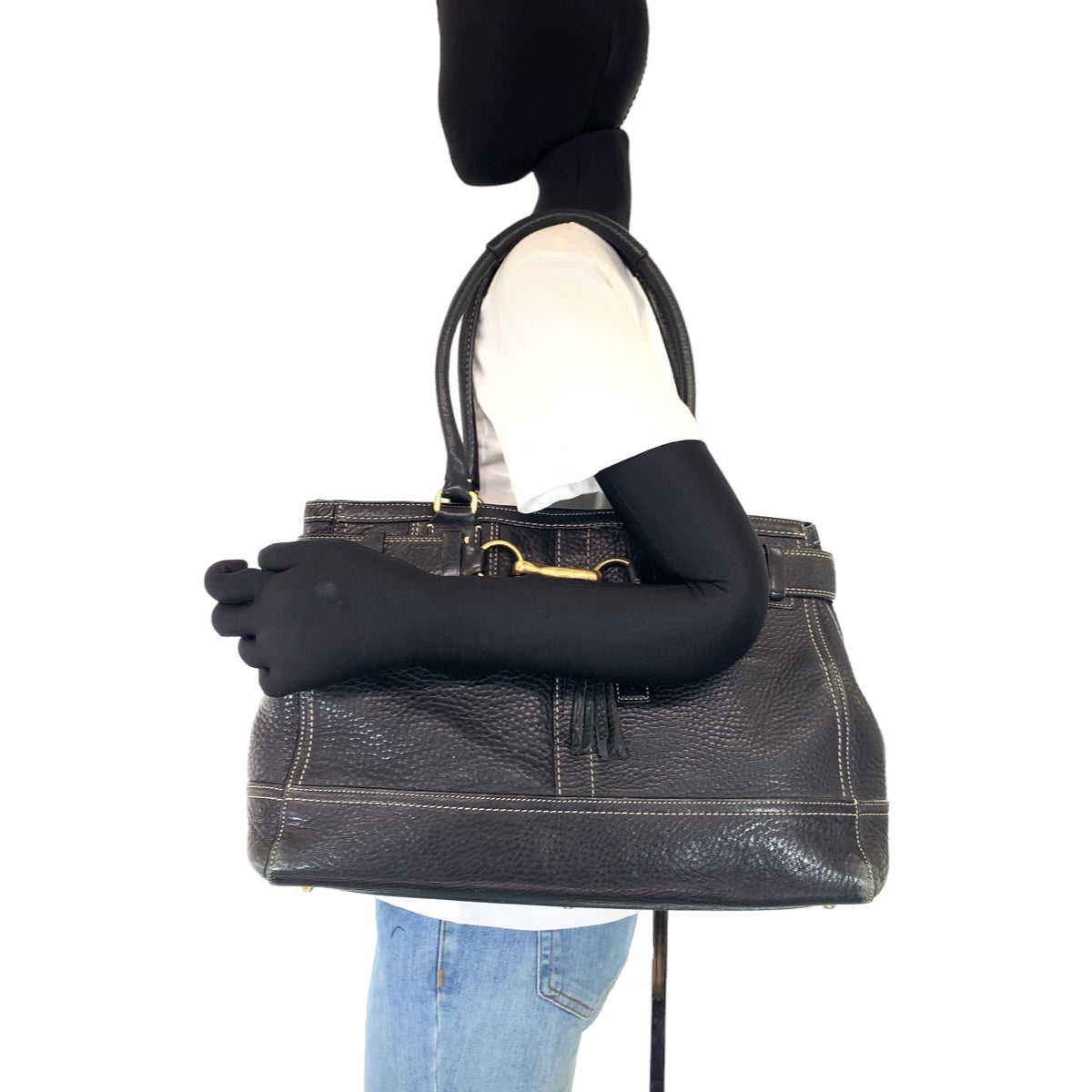 12591
COACH コーチ ブラック ゴールド金具 レザー 10213 トートバッグ ショルダーバッグ  レディース