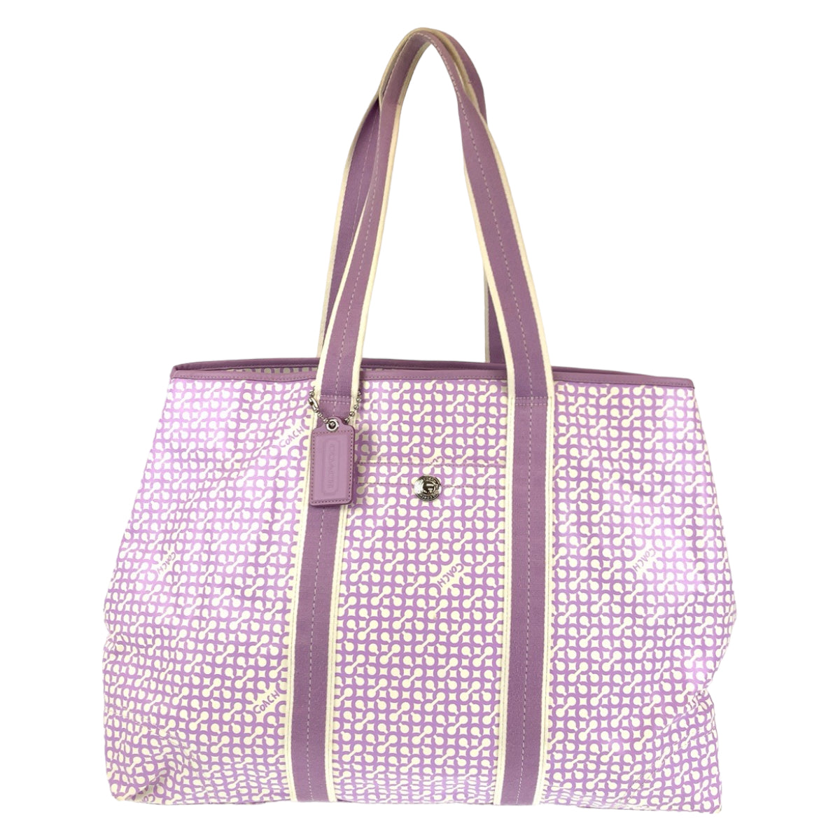 12588
COACH コーチ オプアート パープル ホワイト PVC F15008 トートバッグ ショルダーバッグ  レディース