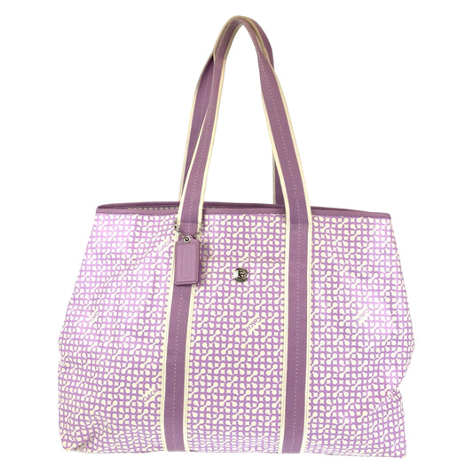 12588
COACH コーチ オプアート パープル ホワイト PVC F15008 トートバッグ ショルダーバッグ  レディース