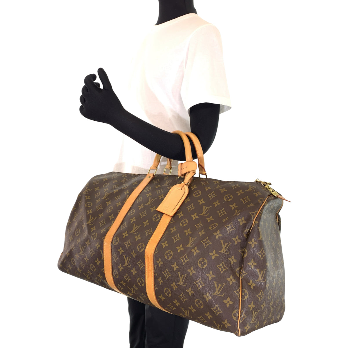H-00479
LOUIS VUITTON ルイヴィトン モノグラム キーポル55 ブラウン 茶 PVC M41424 ボストンバッグ 旅行バッグ  メンズ